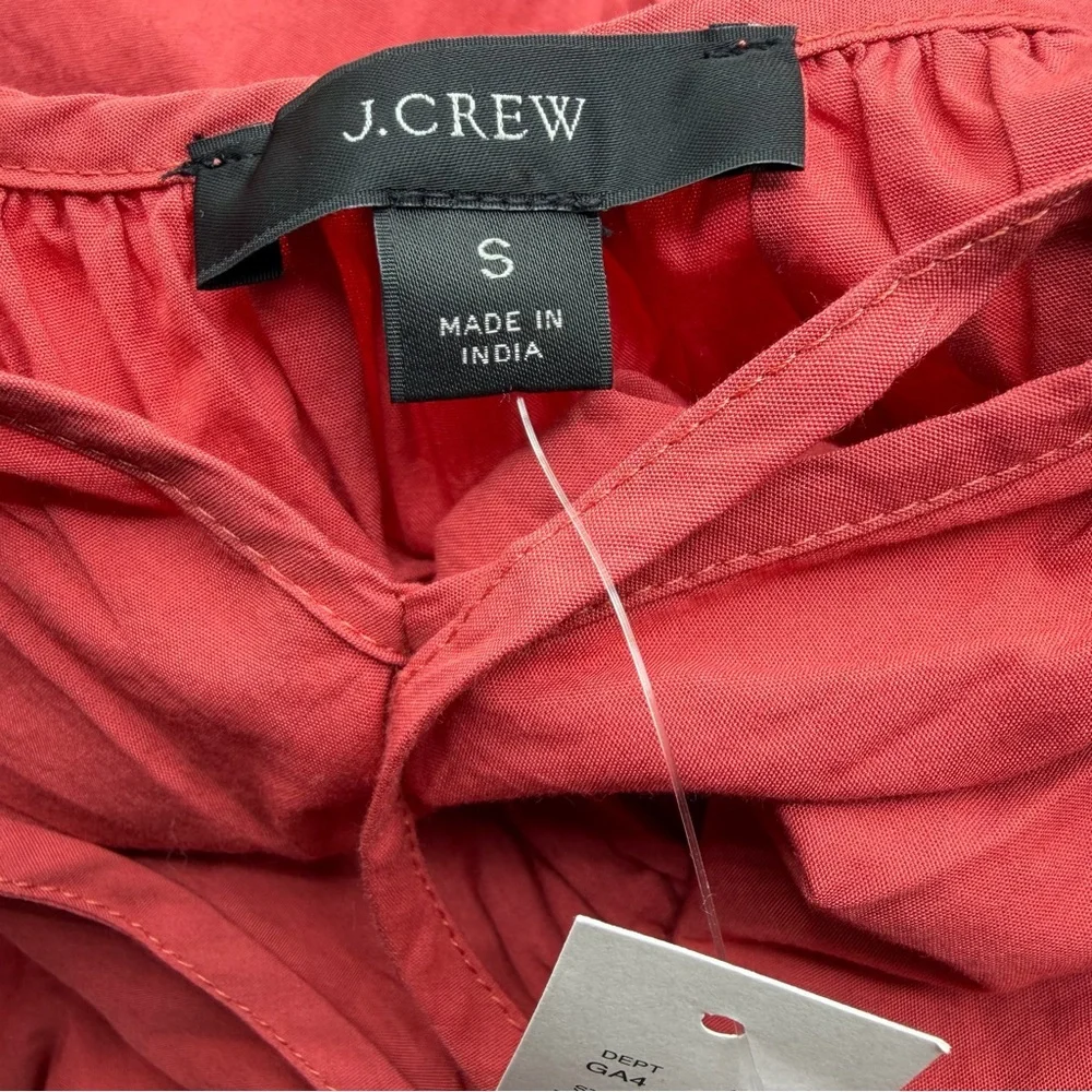 J.Crew Re-Imagined Cotton Puff Sleeve Smocked Mini Dress Red Small NWT